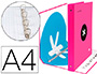 Carpeta Liderpapel Antartik A-4  4 anillas 40 mm. rosa flúor